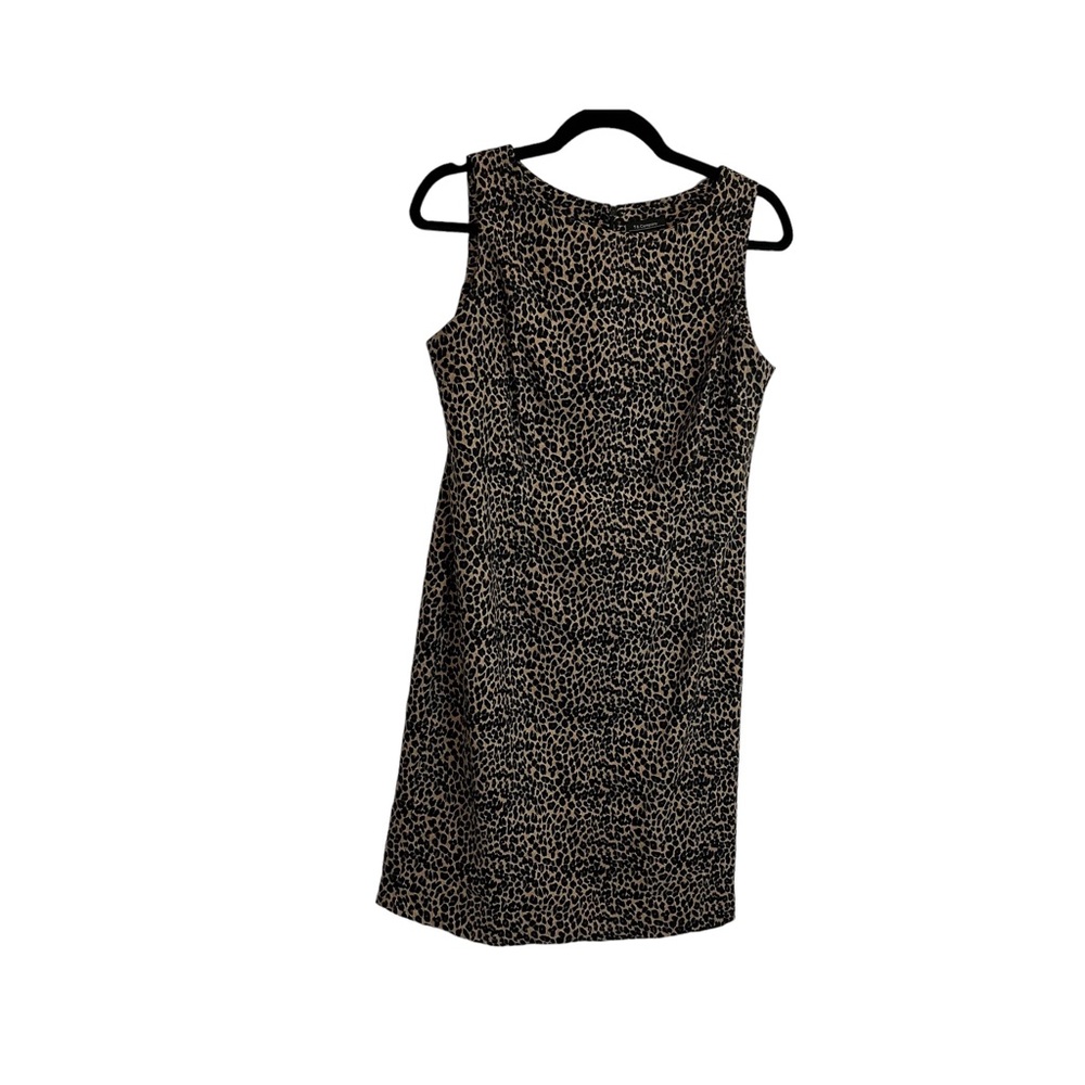 T & Company Cheetah Animal Print Leopard Sleeveless Midi Dress Womens Size 8